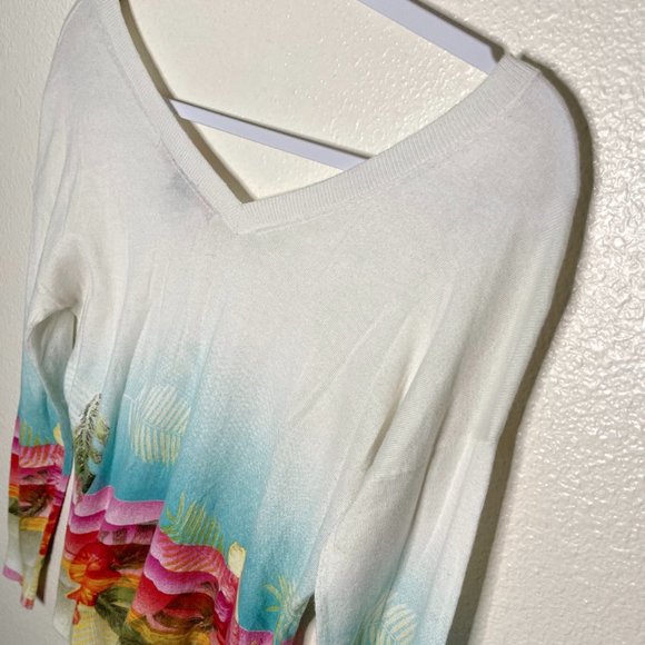 Desigual | Multi Print Colorful Embroidered Sequin Pullover Sweater - Picture 4 of 7